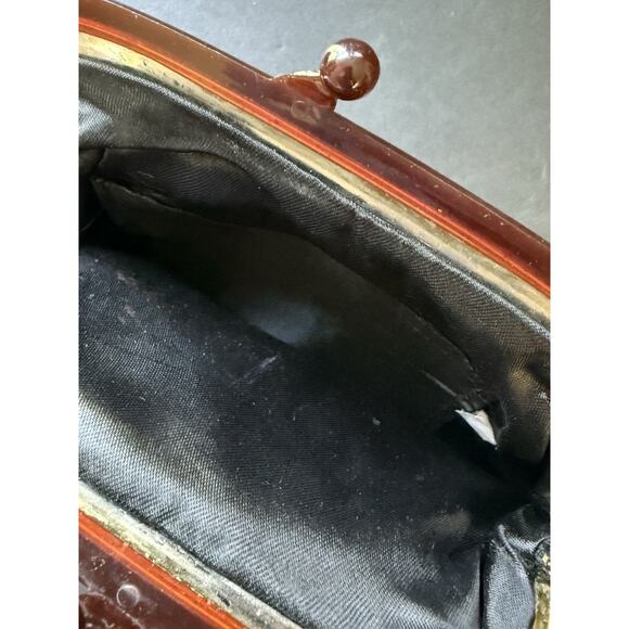 Vintage Tapestry Floral Clutch Purse Handbag Black Kiss Clasp Cottagecore - Picture 5 of 8